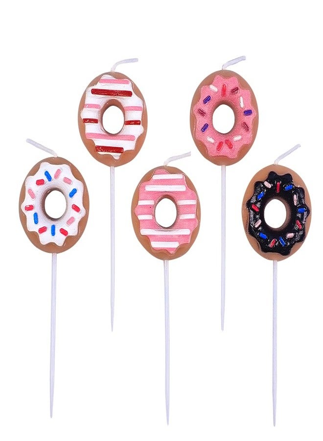 Aprildecember 5 Pcs Mini Cute Food Shaped Candles, Donut Shaped Birthday Cake Cupcake Decorations - Image 1